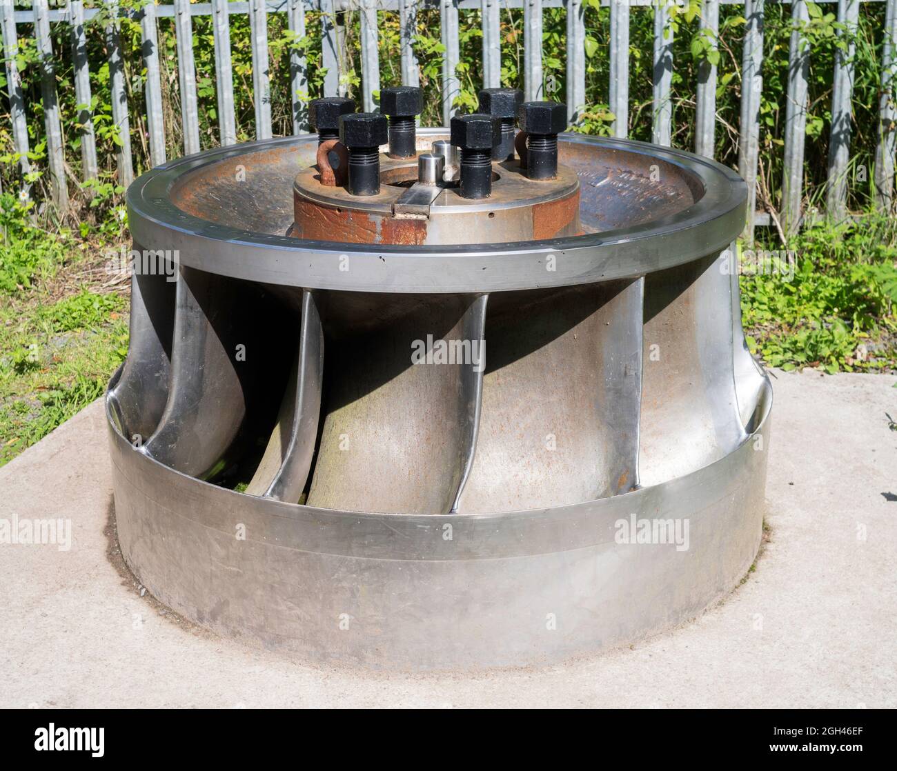 Francis Turbine impeller outside Bonnington power station in New Lanark