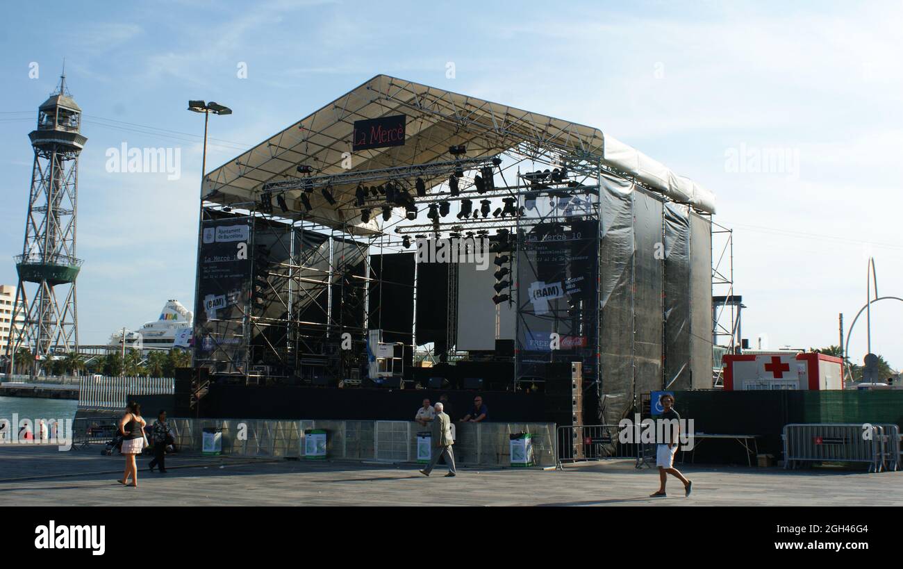 BARCELONA, SPAIN - Sep 24, 2010: An outdoor stage in Barcelona, Spain during the local La Merce holiday Stock Photo