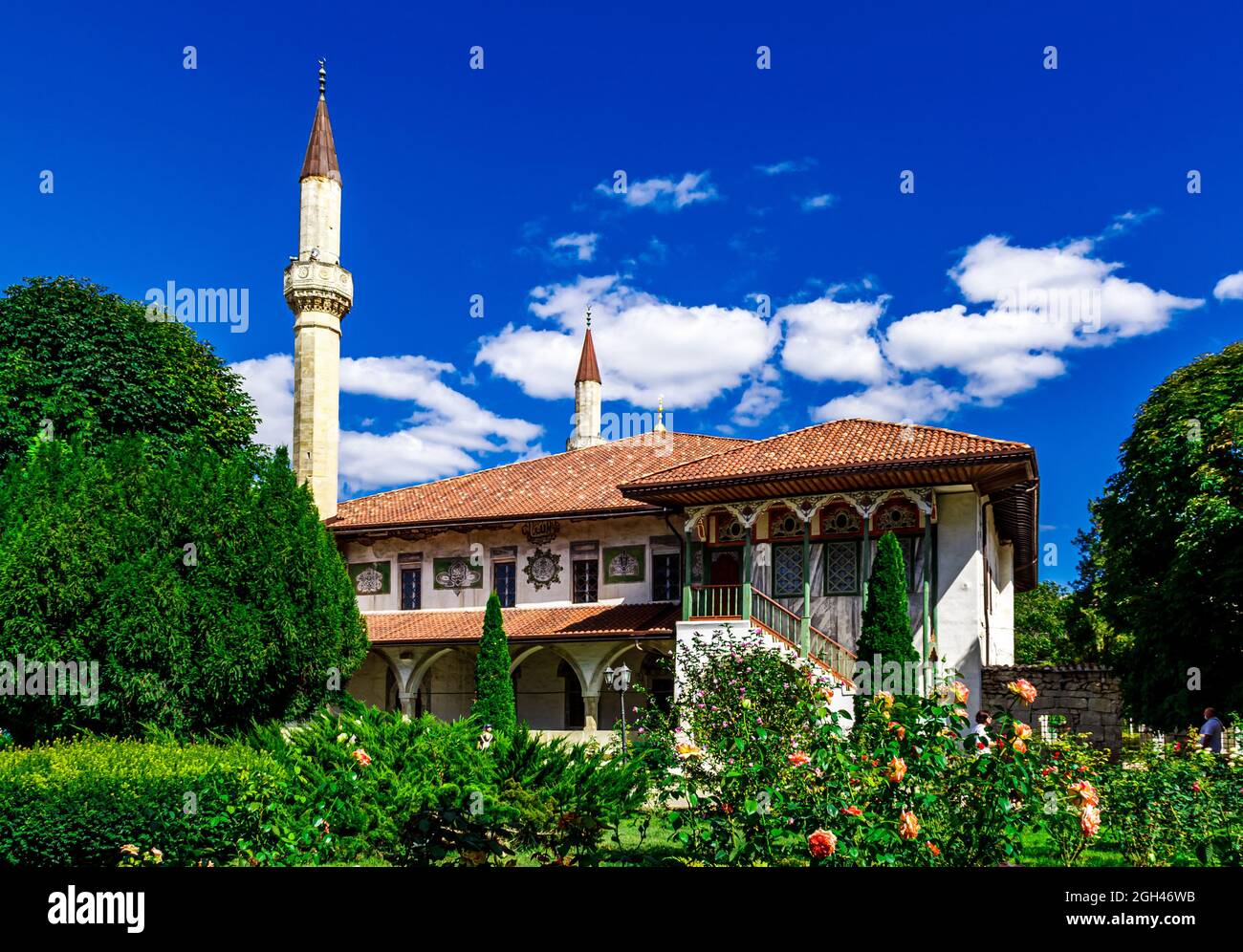 Building of Big Khan Mosque in Bakhchisaray, Crimea, Russia. Its one of few existent monuments of old Crimean Tatar architecture. Stock Photo