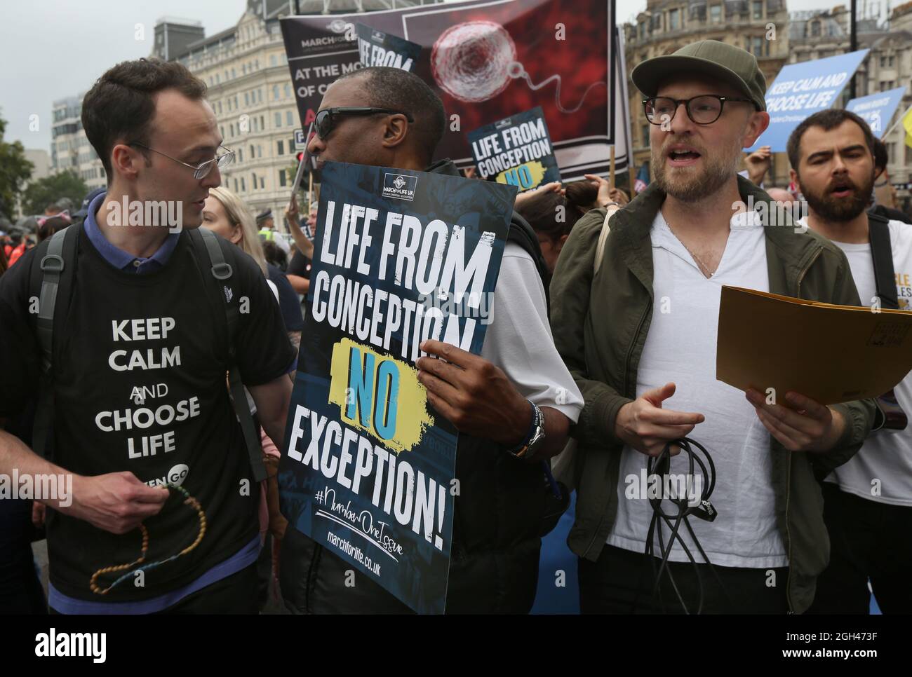 London, UK. 04th Sep, 2021. Pro-life supporters from different groups come together holding placards and singing as thousands of pro-life supporters come together for the annual March for life UK. They are calling for an end to abortion as they believe life starts at conception. The march follows a ban on abortion for most women in Texas, USA at the beginning of September. (Photo by Martin Pope/SOPA Images/Sipa USA) Credit: Sipa USA/Alamy Live News Stock Photo