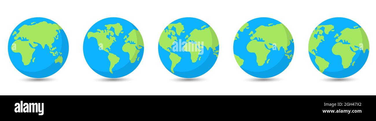 Set of Planet Earth Globes. Vector Illustration Isolated on White ...
