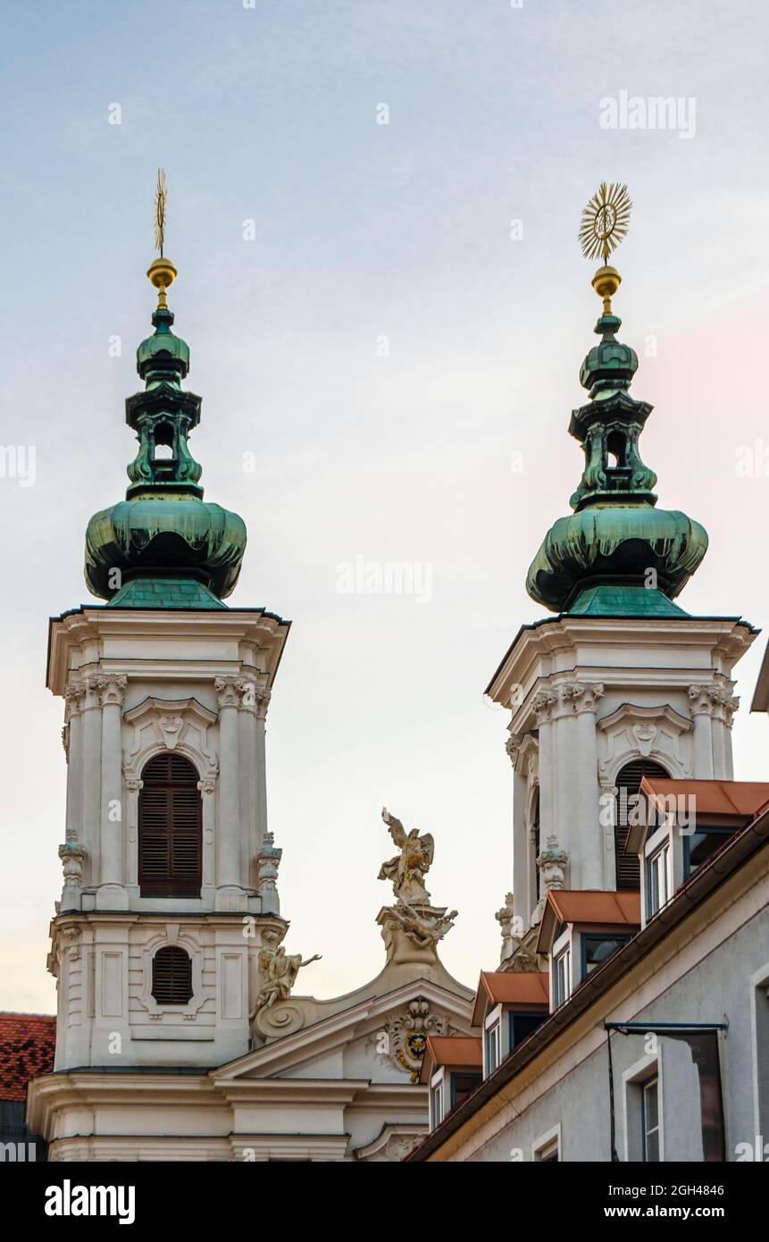 Religious architecture, view of a church in Graz, Austria Stock Photo ...