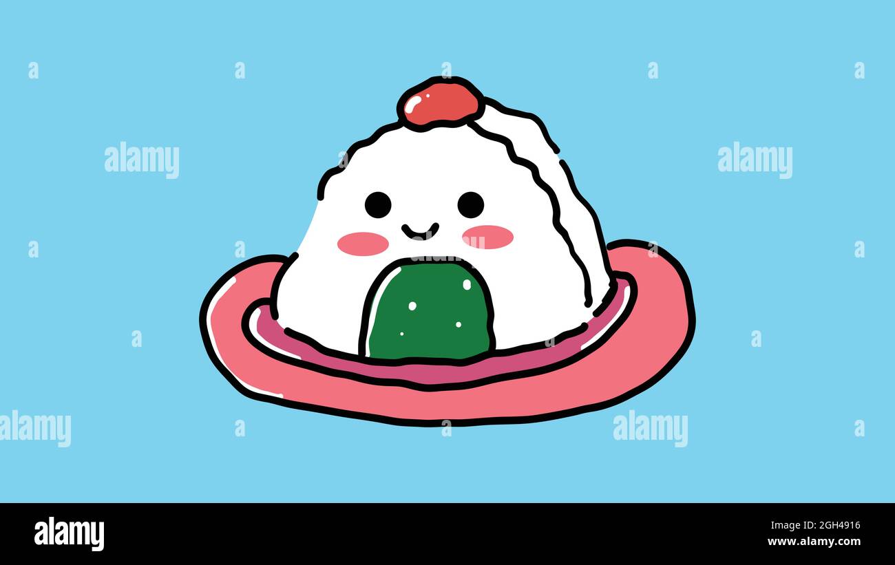 Hand drawn rice ball cartoon Stock Vector Image & Art Alamy
