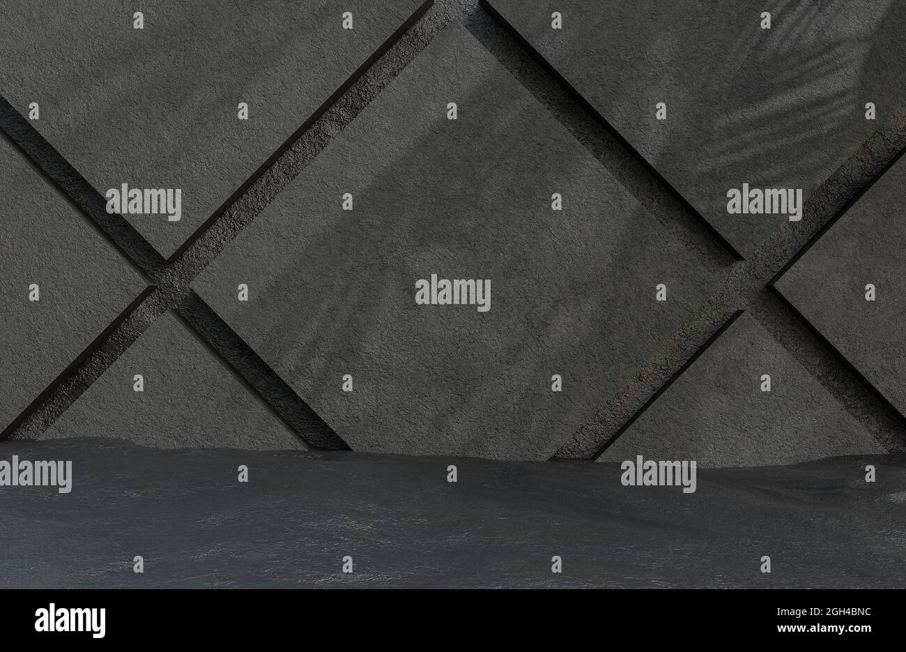 Abstract empty room black stone wall background grunge texture style ...
