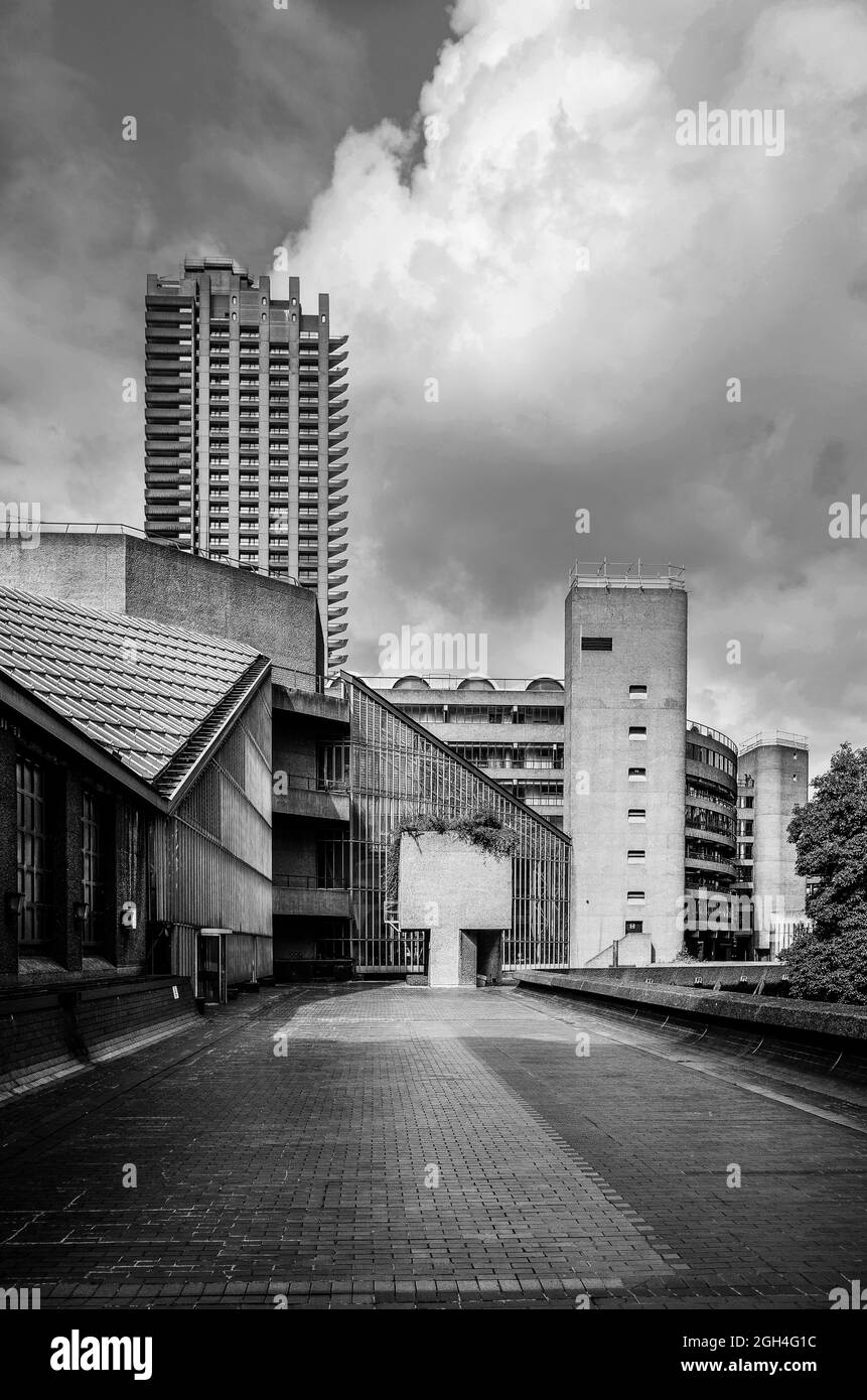 Views of the Barbican Centre brutalist architecture in London EC2 England UK Stock Photo