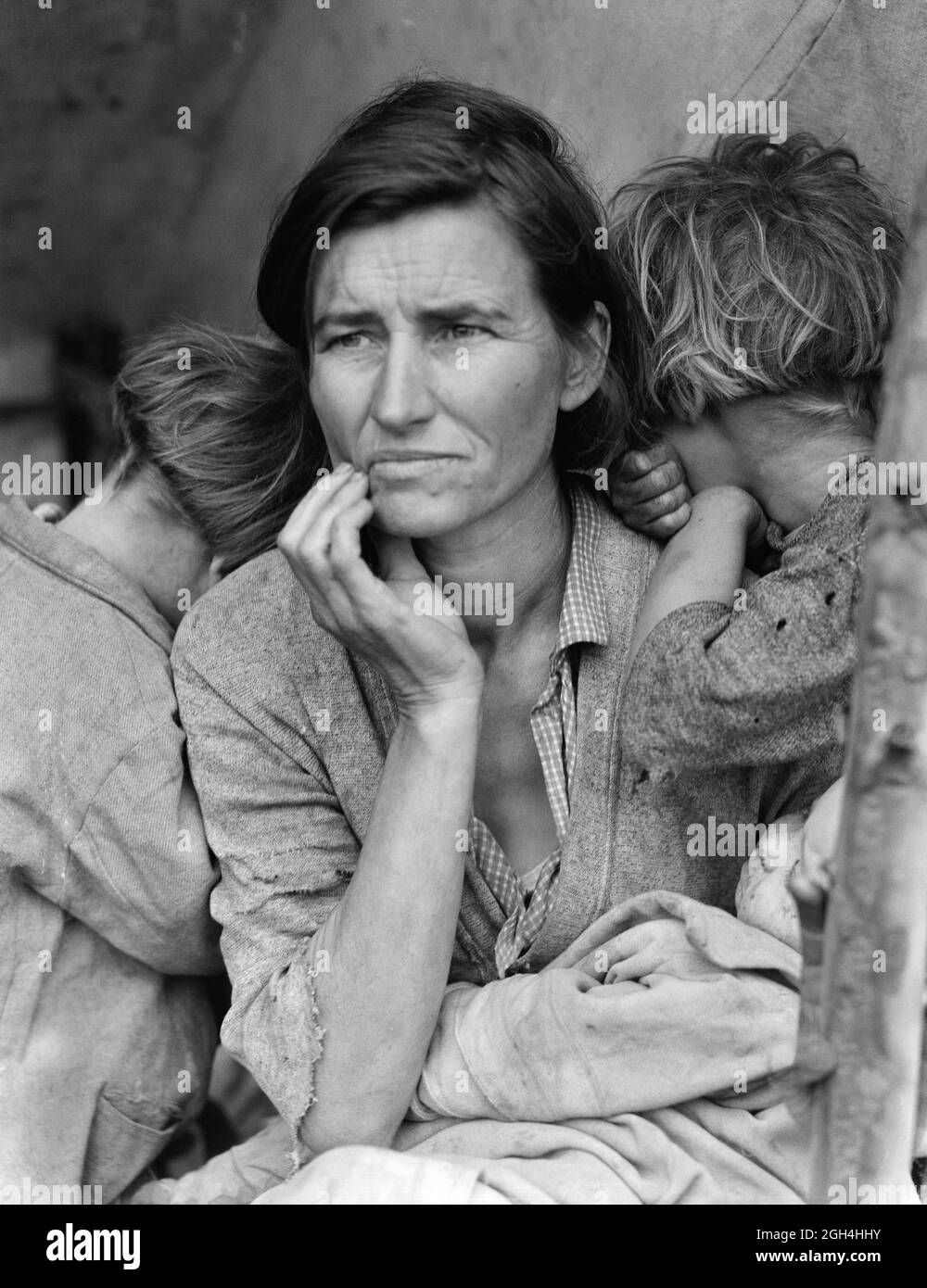 Vintage Photographic Portrait - Iconic Dorothea Lange photo portrait of Florence Owens Thompson entitled Migrant Mother Stock Photo