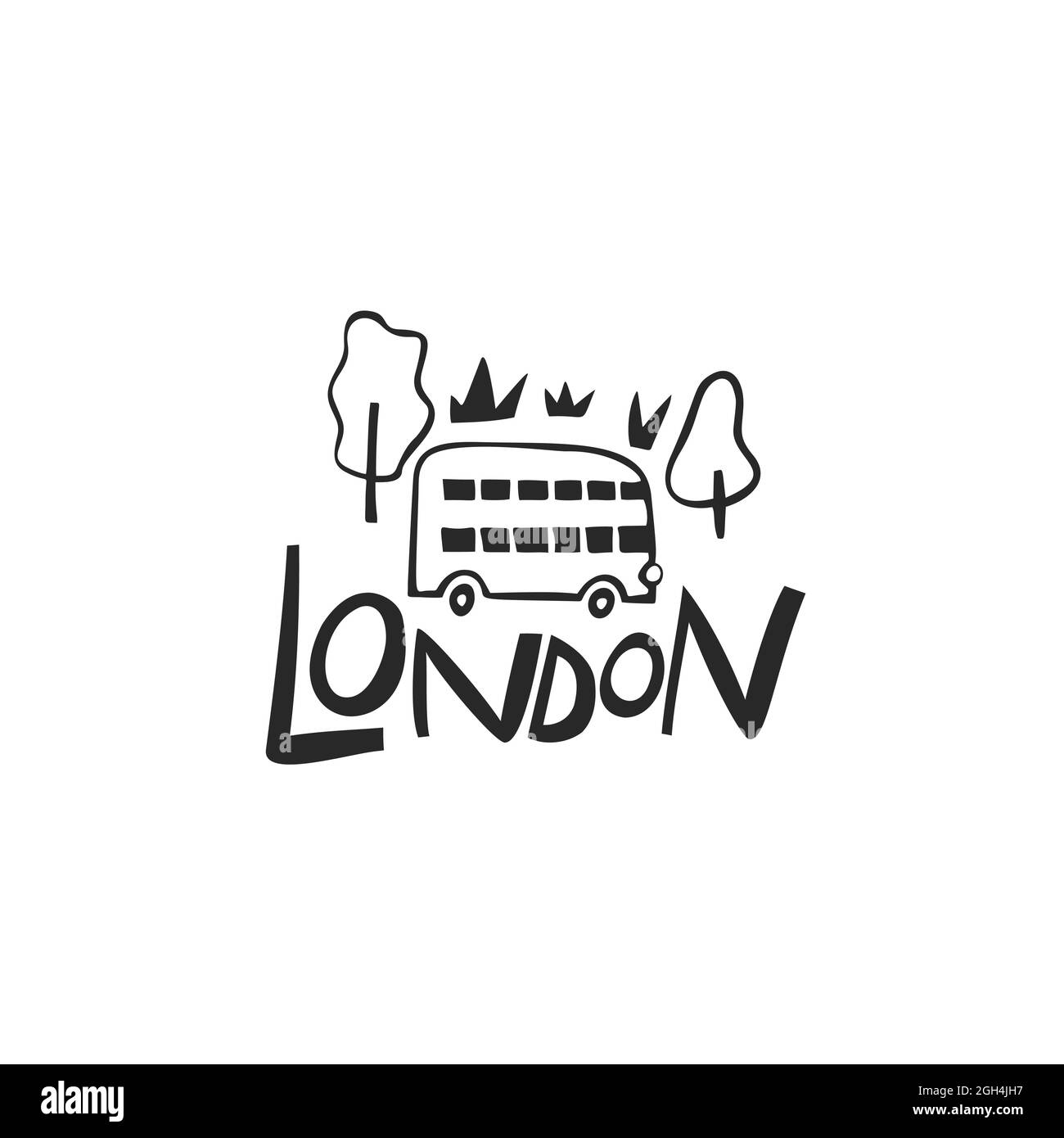 Vector hand drawn logo for United Kingdom. Travel illustration of Great Britain. Hand drawn lettering illustration. Britain landmark Stock Vector