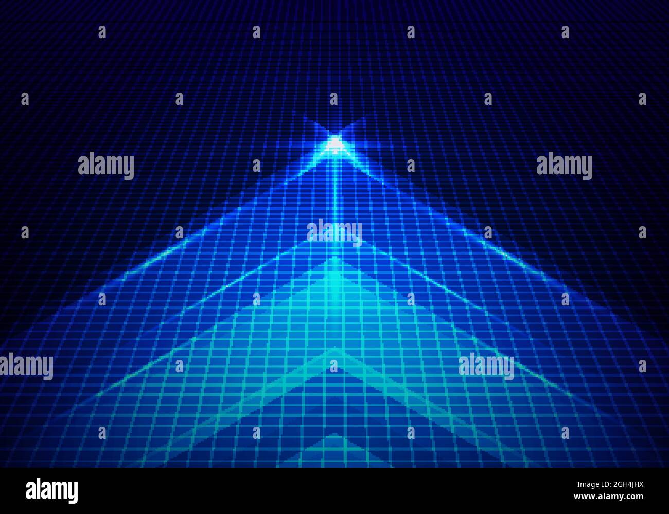 Abstract technology glowing blue arrow forward with lighting and line ...