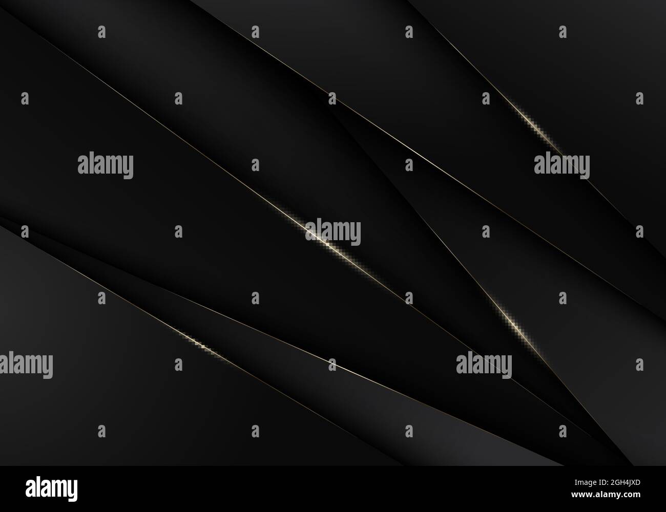 Abstract 3D black stripes low polygon triangles with golden lines ...