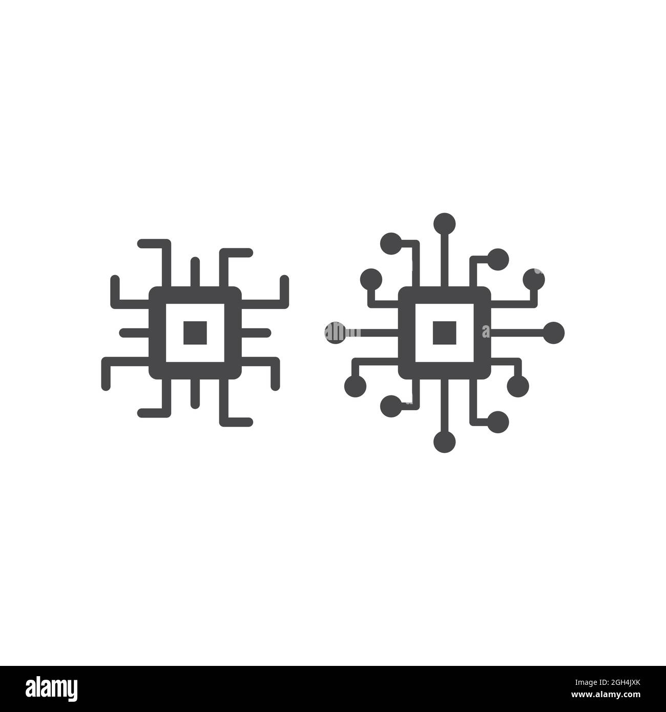 Microchip black vector icon. Micro chip simple symbol. Stock Vector