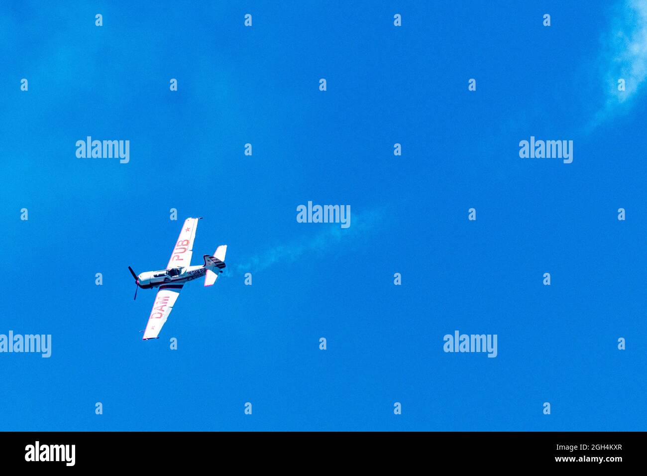 Gord Price Yak-50 or Dam Pub plane flying during the Canadian International Air Show (CIAS) in Toronto, Canada Stock Photo