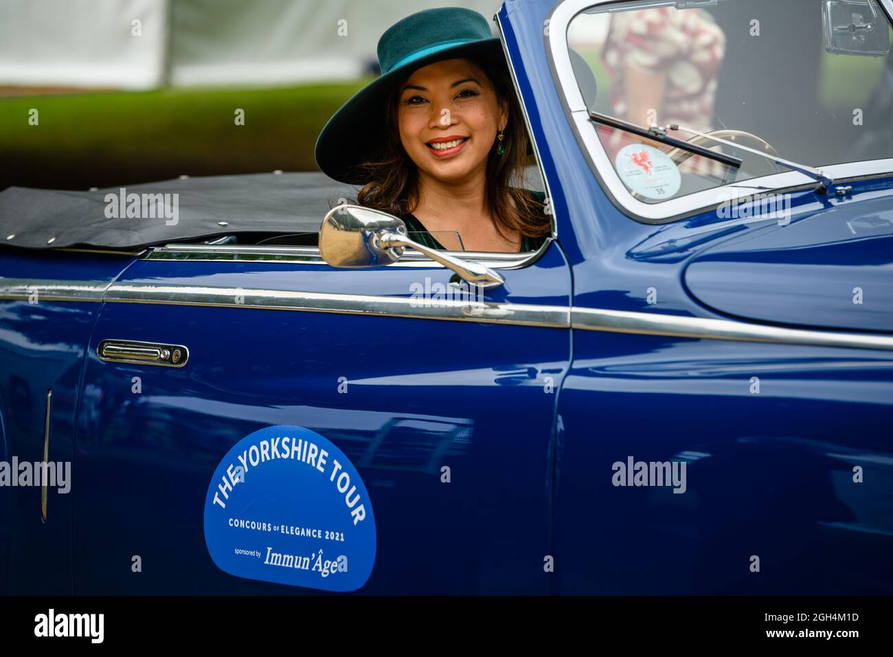 Mari Mulyani enjoying the Concours of Elegance 2021 with her 1949 Bristol 401 Stock Photo