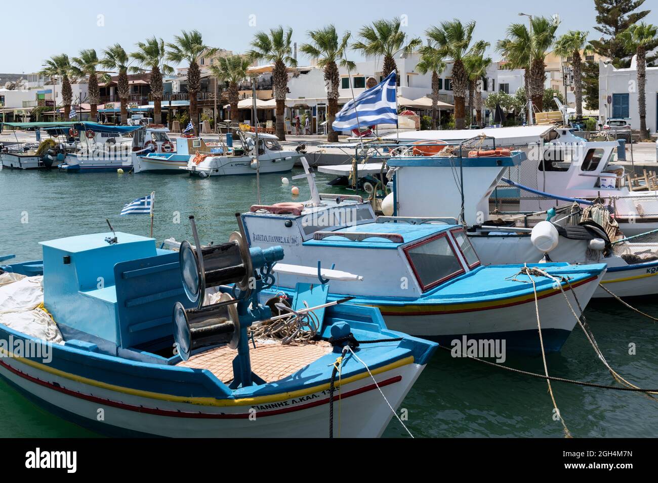 Fishing boats in Kardamena harbour, The island of Kos, Dodecanese Islands, Greece Stock Photo