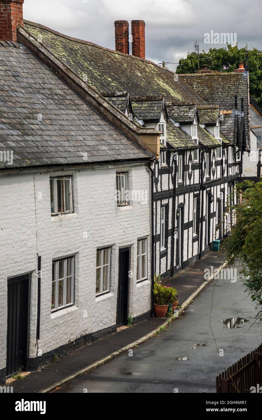 Cottages in Berriew, near Montgomery, Powys, Wales Stock Photo