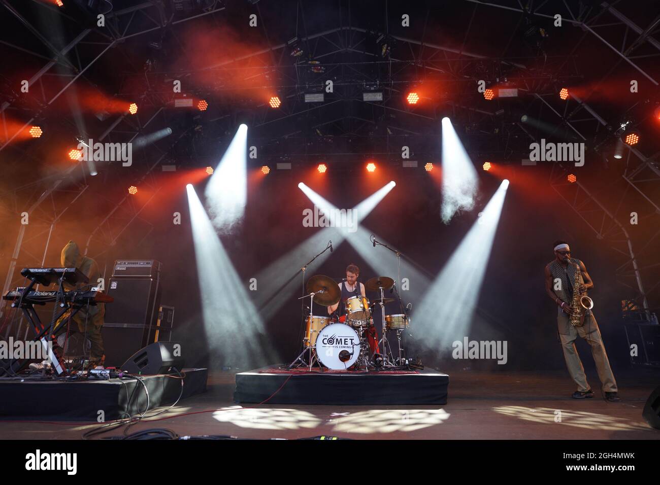 Dorset, UK. September 5th, 2021. The Comet is Coming performing at the 2021 End of the Road Festival in Larmer Tree Gardens in Dorset. Photo: Richard Gray/Alamy Stock Photo