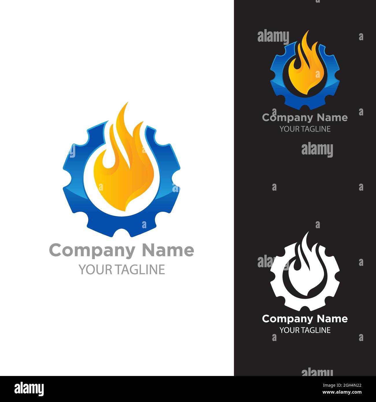 Fire, gas and gear combination logo design. Editable logo design.EPS 10 Stock Vector