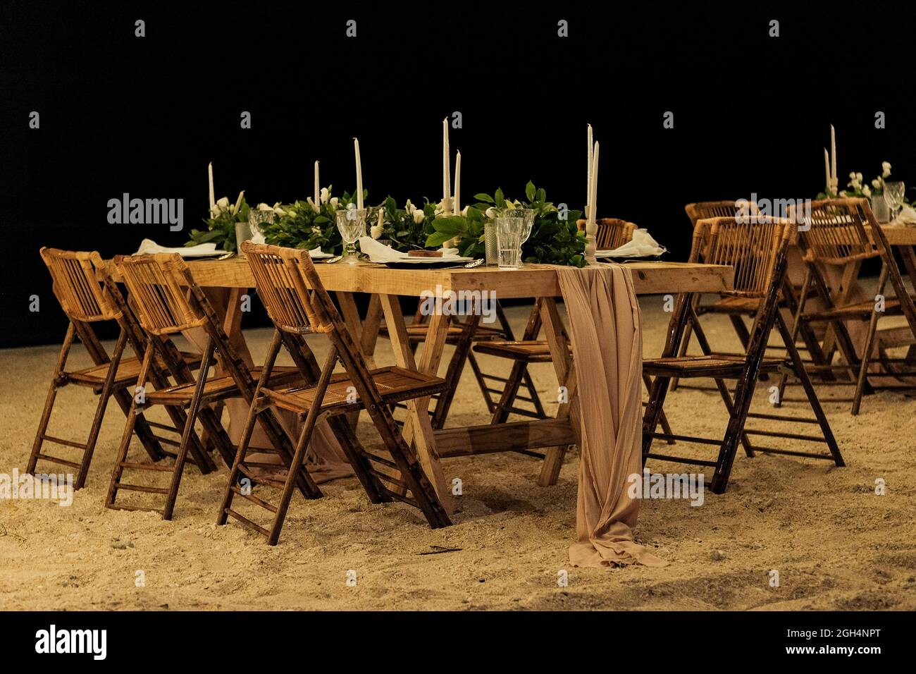 beach dinner romantic set up Stock Photo