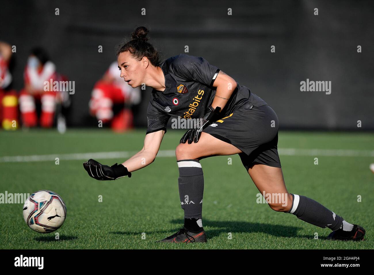 Camelia Ceasar of AS Roma in action during the Women Serie A 2021/2022  football match between AS Roma and SSD Napoli calcio femminile at stadio  Agostino Di Bartolomei in Rome (Italy), September