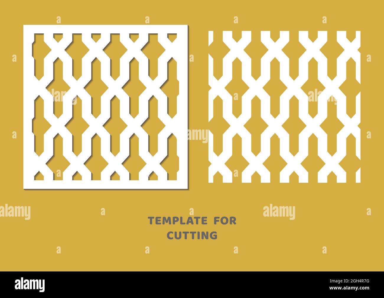 Template for laser cutting, wood carving, paper cut. Square pattern for