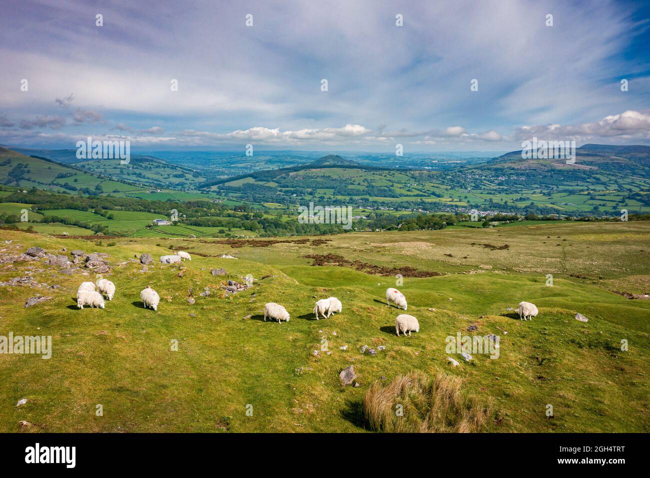 Aerial view of Llangynidr Mountain and quarry in South Wales, a popular location for movies and
