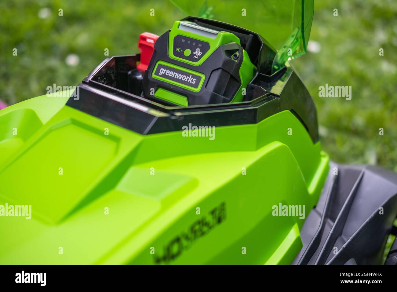 Norwich, Norfolk, UK September 4 2021. Close up of the battery