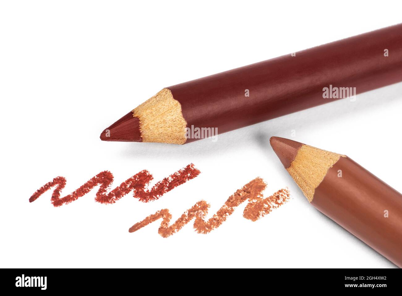 Lip liners and strokes isolated on white Stock Photo