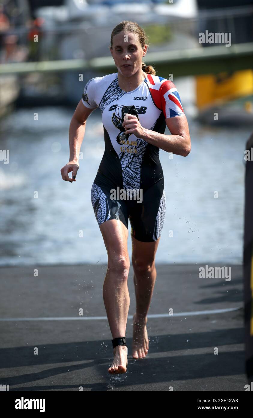 Eagles' Jessica Learmonth in action during the women's race during the Super League Triathlon Championship 2021 in London. Picture date: Sunday September 5, 2021. Stock Photo