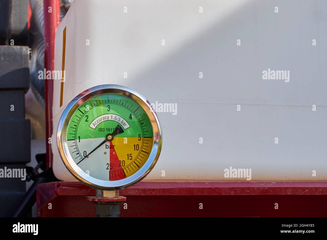 Accurate pressure gauge for measuring the water pressure Stock Photo