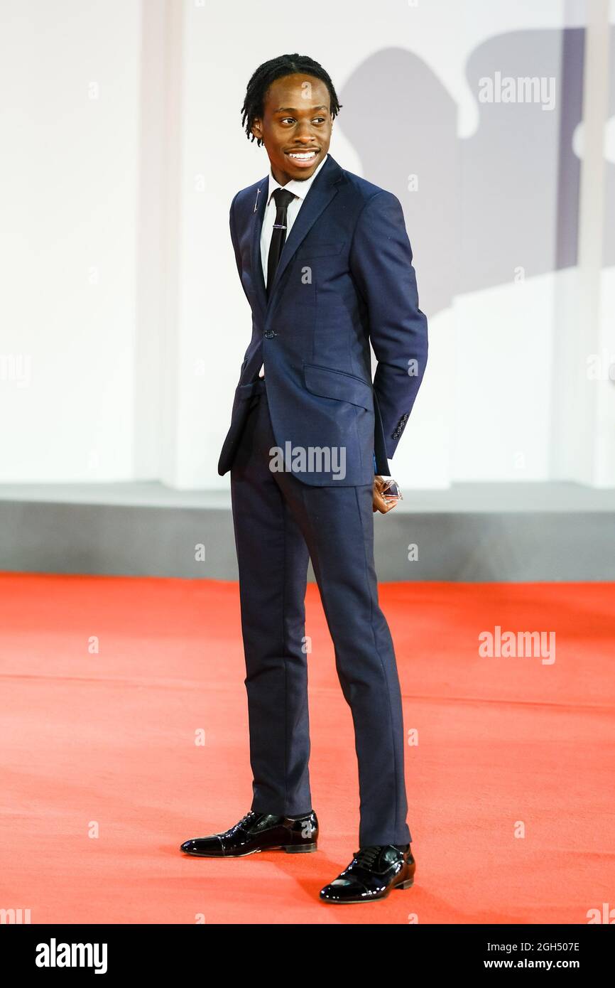 The Palazzo del Cinema, Lido di Venezia, Venice, Italy. 4th Sep, 2021. Michael Ajao poses on the red carpet for LAST NIGHT IN SOHO during the 78th Venice International Film Festival. Picture by Credit: Julie Edwards/Alamy Live News Stock Photo