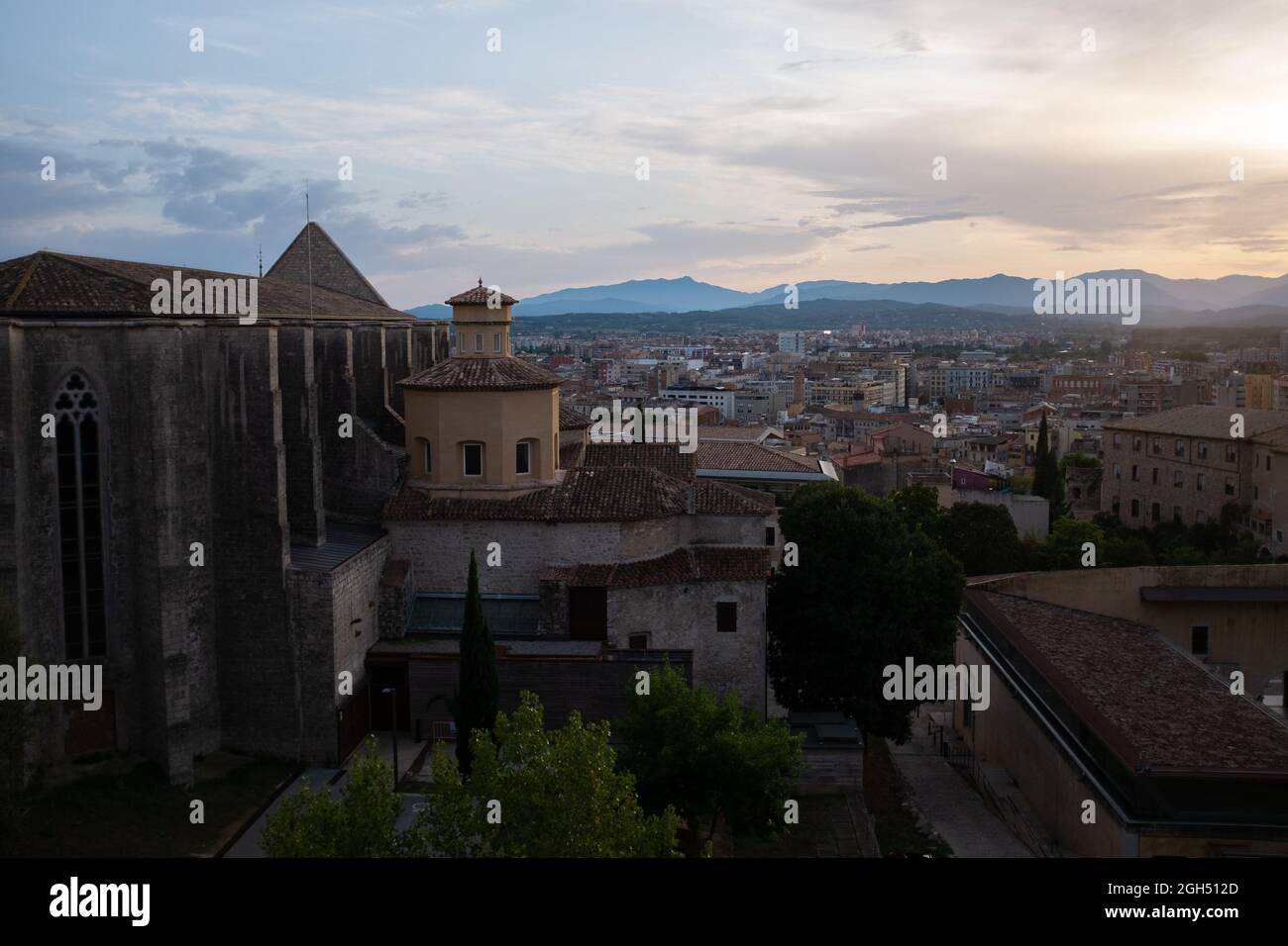 View of Girona and its Old City, Catalonia, Northern Spain. Stock Photo