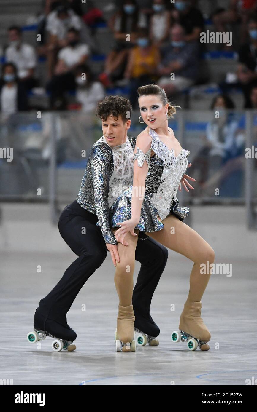 ANA WALGODE & PEDRO WALGODE, Portugal, performing in Senior Couple Dance -  Style Dance at The European Artistic Roller Skating Championships 2021 at  Play Hall, on September 03, 2021 in Riccione, Italy.
