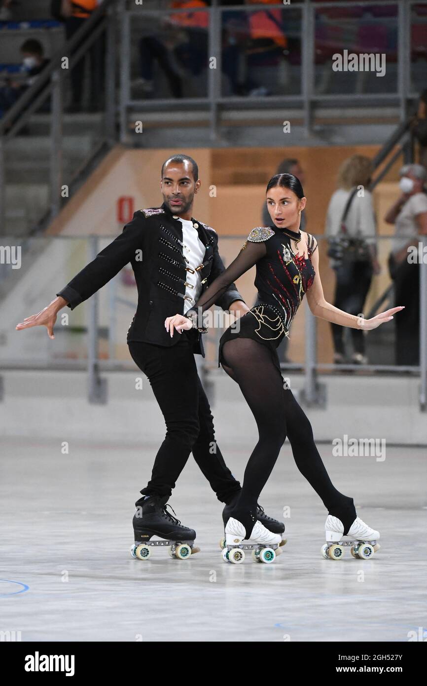 LISE NICOLEAU & ROMAIN LATOUCHE, France, performing in Senior Couple Dance  - Style Dance at The European Artistic Roller Skating Championships 2021 at  Play Hall, on September 03, 2021 in Riccione, Italy.