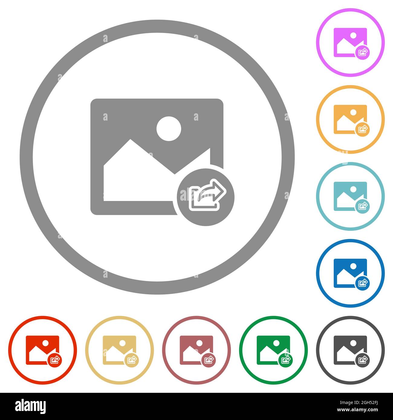 Export image flat color icons in round outlines on white background ...
