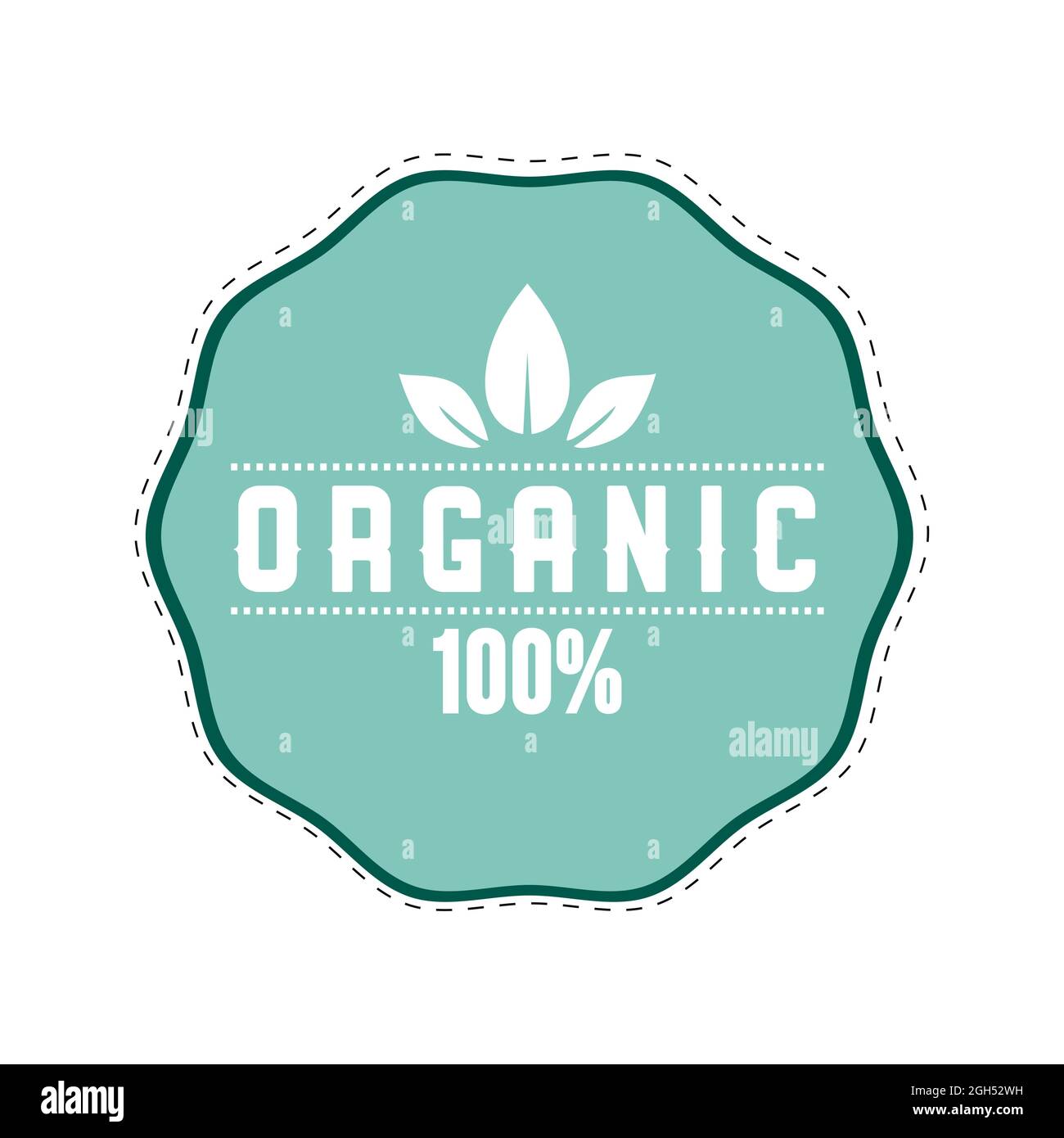 Organic label icon to mark veggie food isolated on white. Vector eco business icon for mel food in restaurant, label with text, round mark illustratio Stock Vector