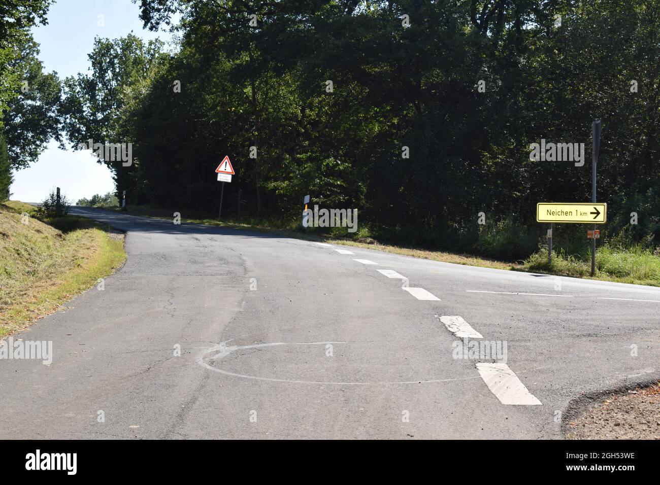 bad road in the Eifel Stock Photo