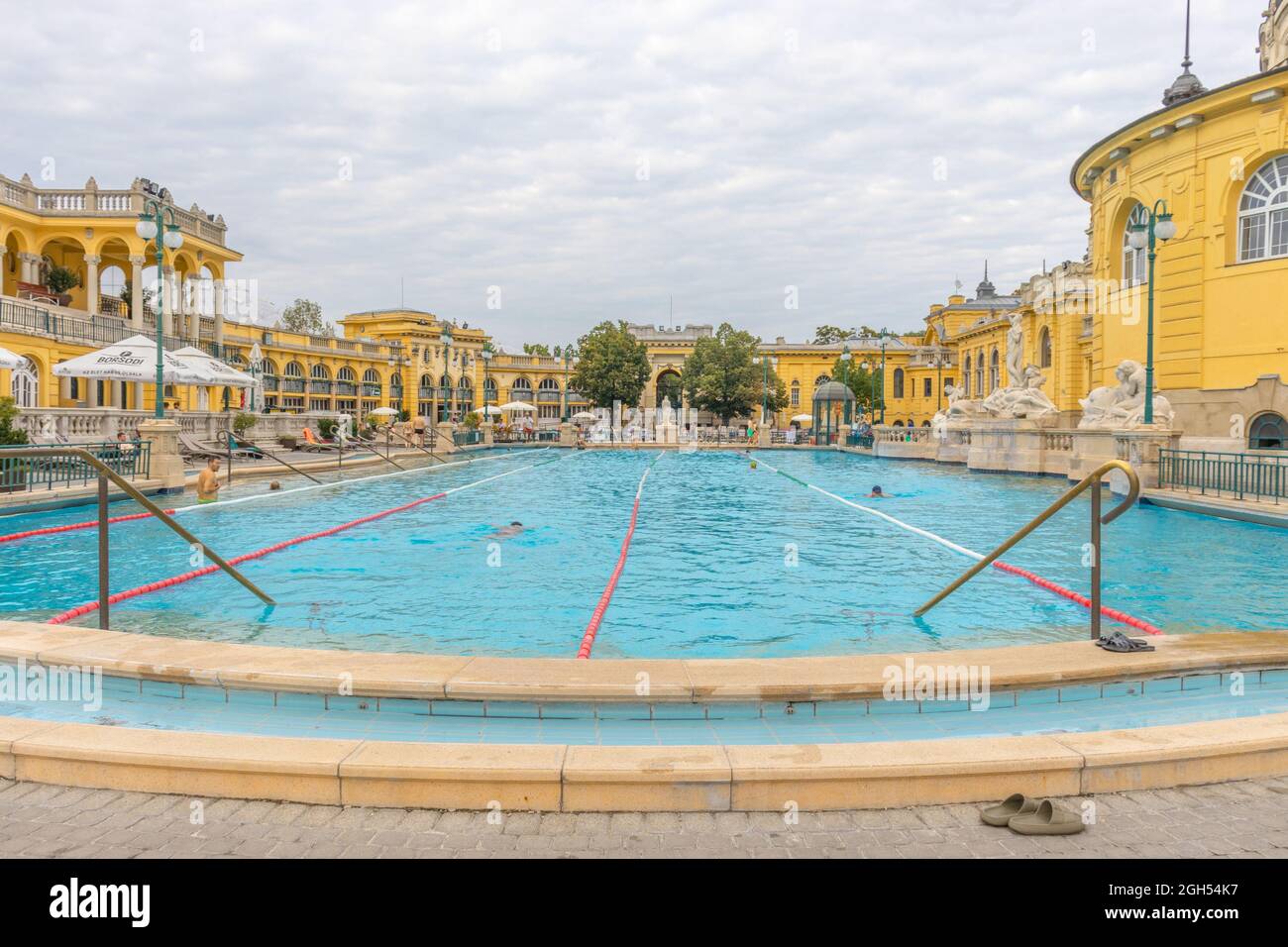 BUDAPEST, HUNGARY AUGUST 19, 2021 Outdoor swimming pool in Szechenyi