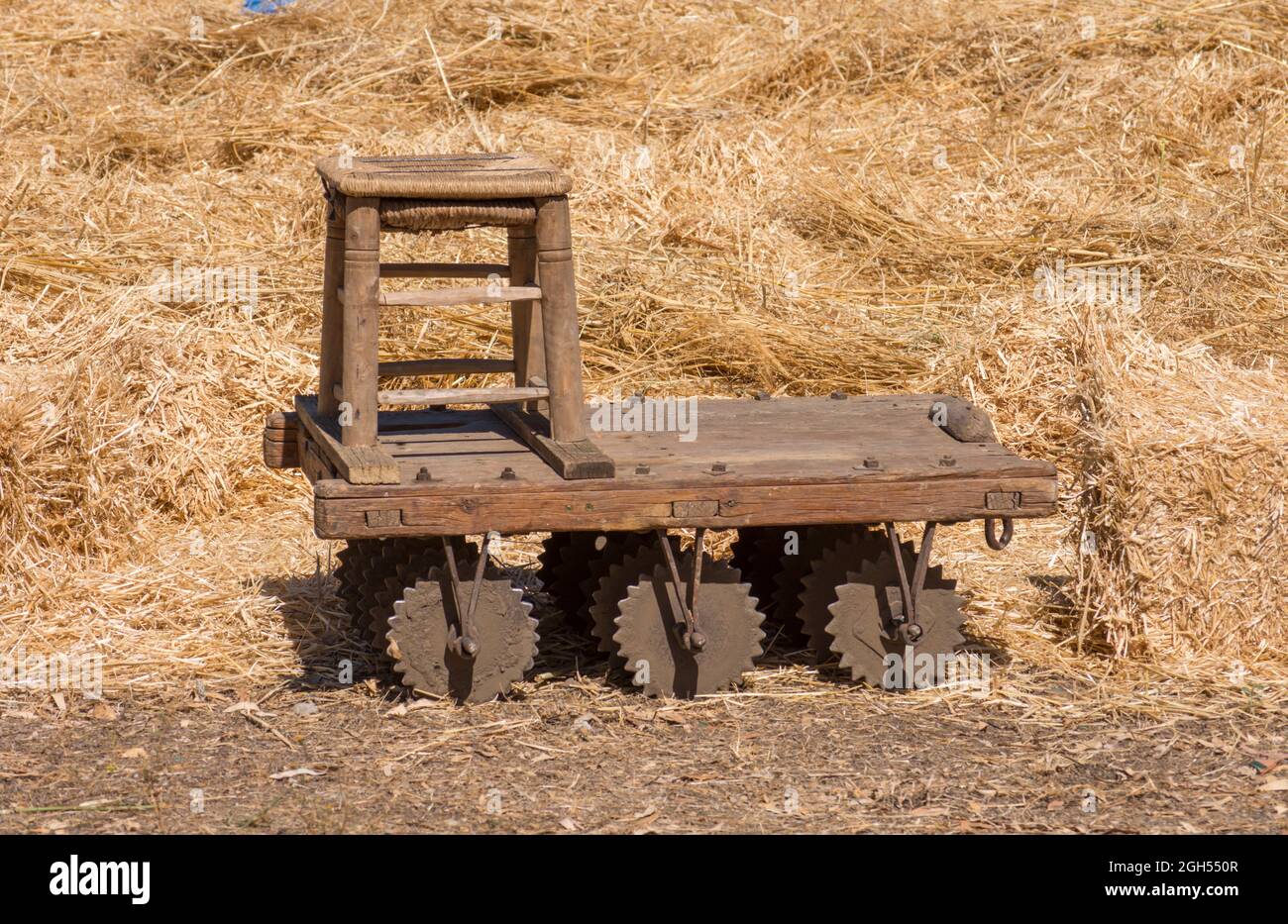 Spanish vintage threshing board, trilla, separating cereals from their
