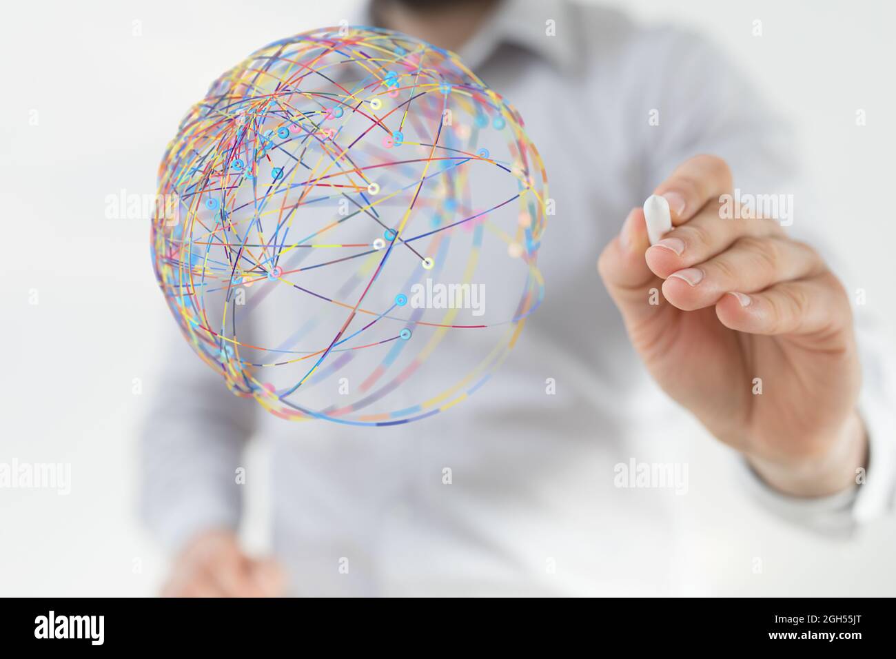 An illustration of a digital globe network made of lines Stock Photo ...