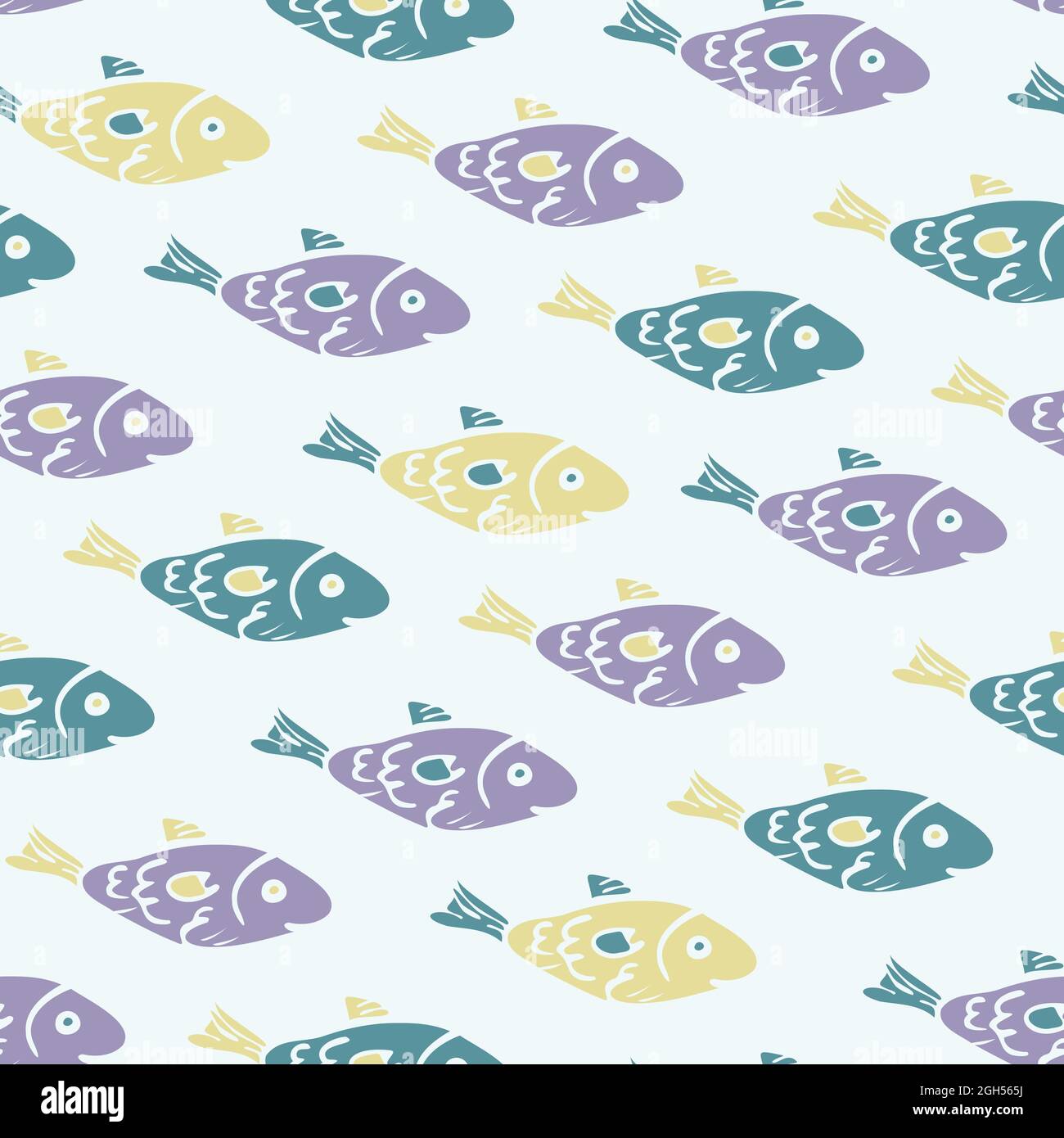 Vector seamless pattern with silhouettes of fish. Cute design with fish ...