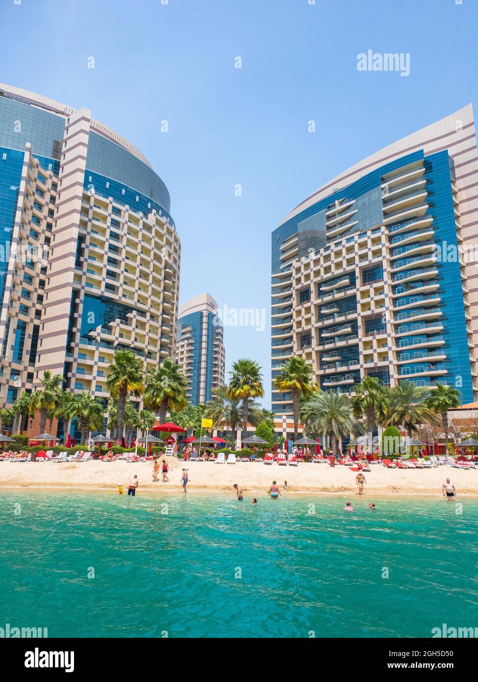 Abu Dhabi, UAE April 1. 2019. The Beach and Khalidiya Palace Rayhaan