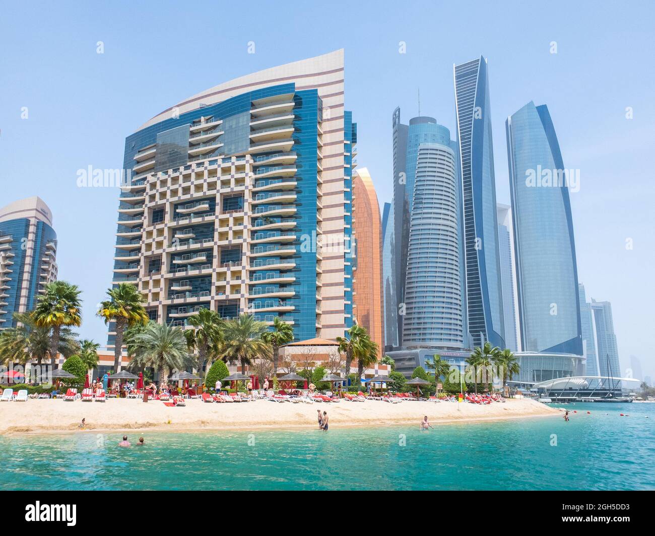 Abu Dhabi, UAE April 1. 2019. The Beach and Khalidiya Palace Rayhaan