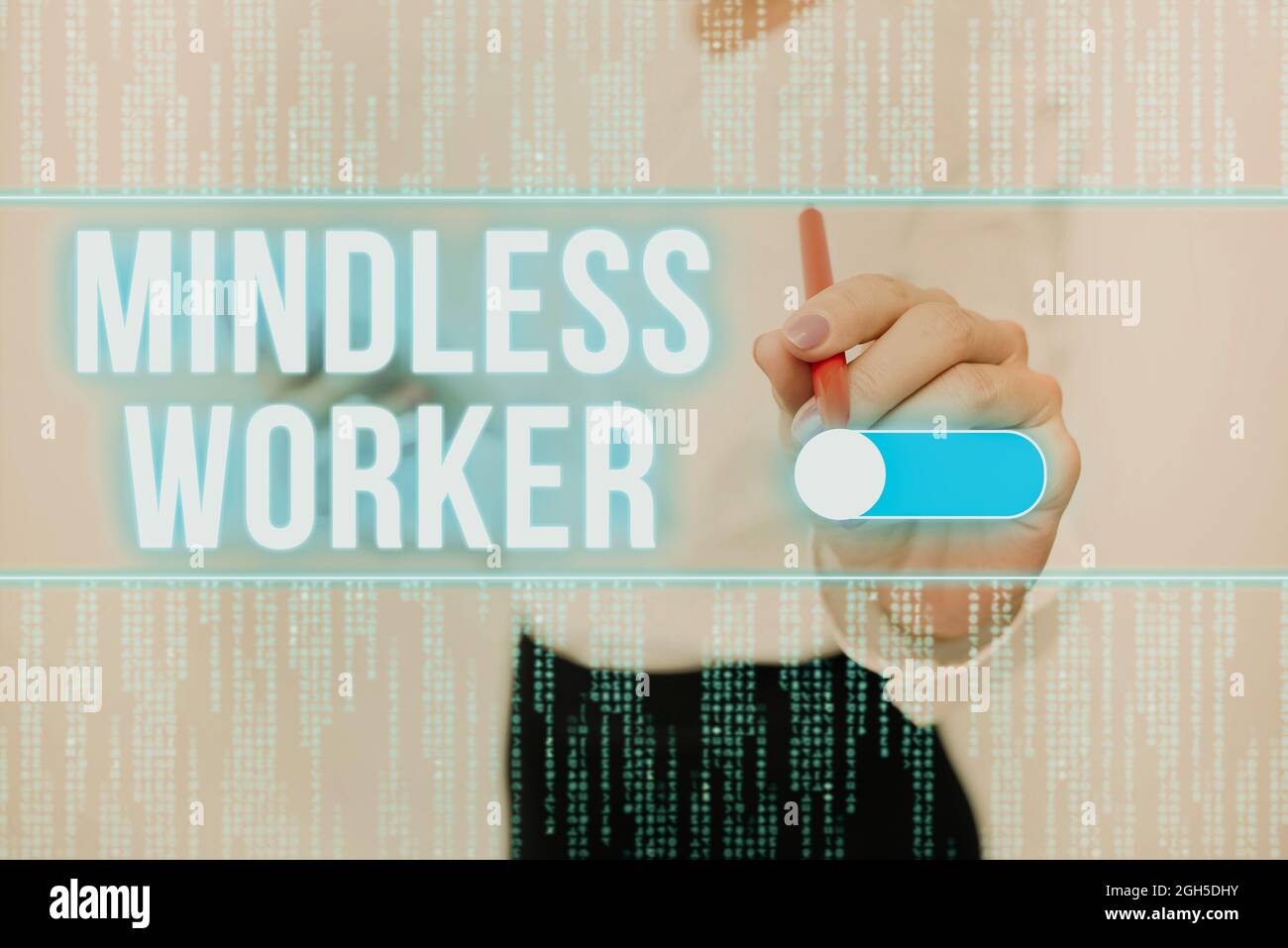 Conceptual Caption Mindless Worker Concept Meaning Having No Intelligent Purpose Showing Little Attention Lady In Uniform Standing Holding Tablet Stock Photo Alamy