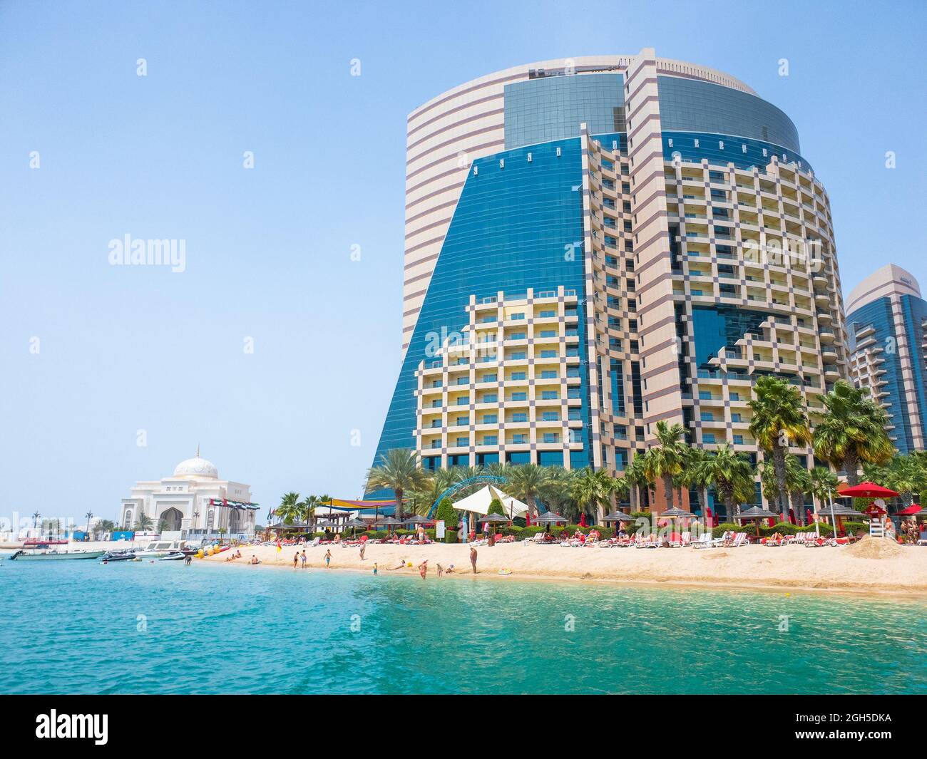 Abu Dhabi, UAE - April 1. 2019. The Beach and Khalidiya Palace Rayhaan by Rotana hotel Stock Photo