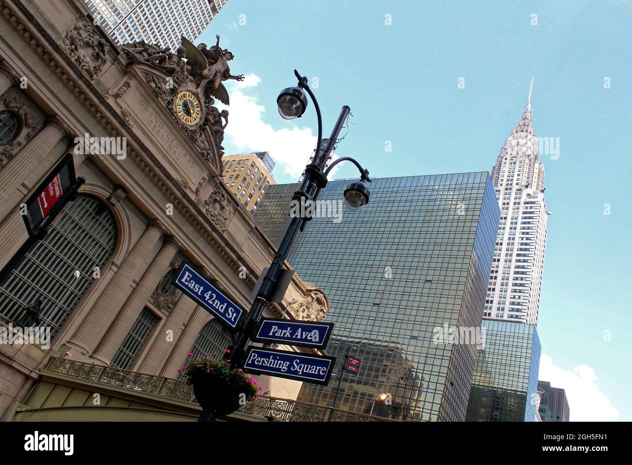 New York, USA - August 6, 2014: Grand central terminal and Chrysler building in New York City Stock Photo