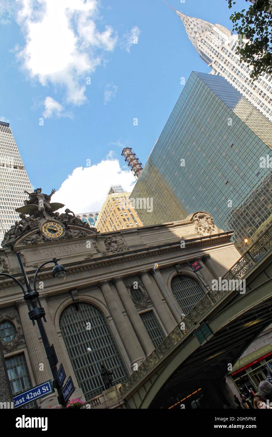 New York, USA - August 6, 2014: Grand central terminal and Chrysler building in New York City Stock Photo