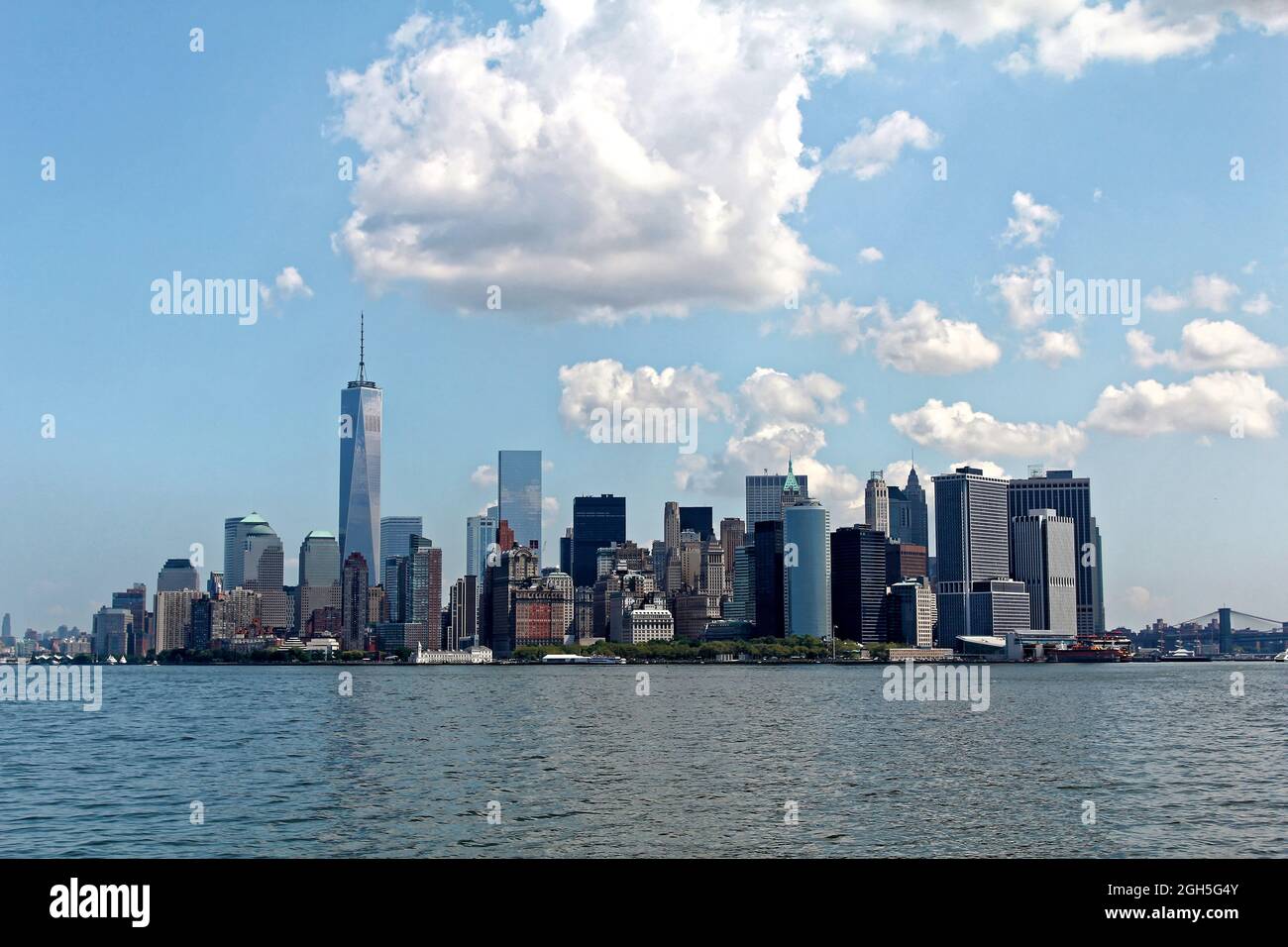 NEW YORK, USA - Auguste 5, 2014: Skyline of Manhattan viewed from Hudson river Stock Photo