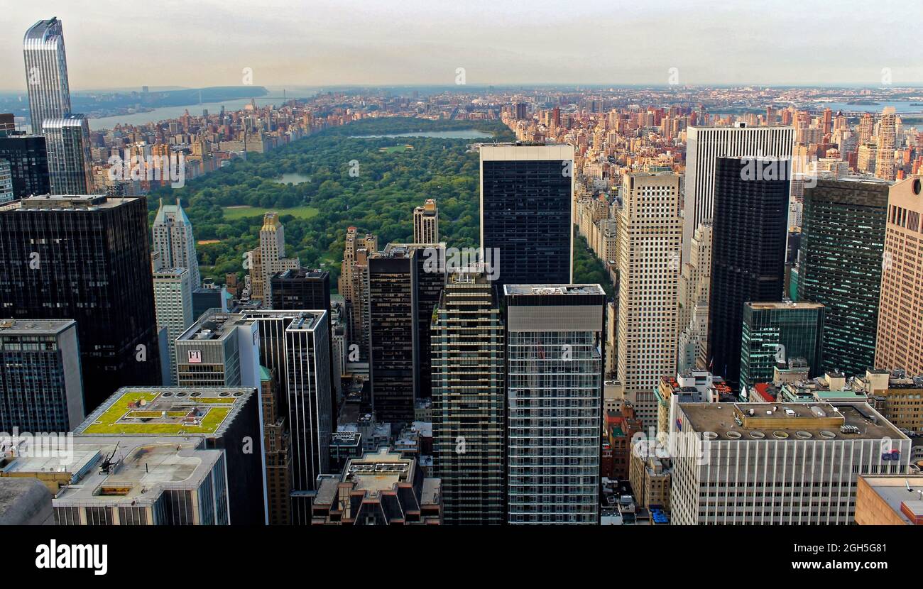 New York City, USA, Central Park viewed from Top of the rock, Rockefeller Center, August 6, 2014 Stock Photo