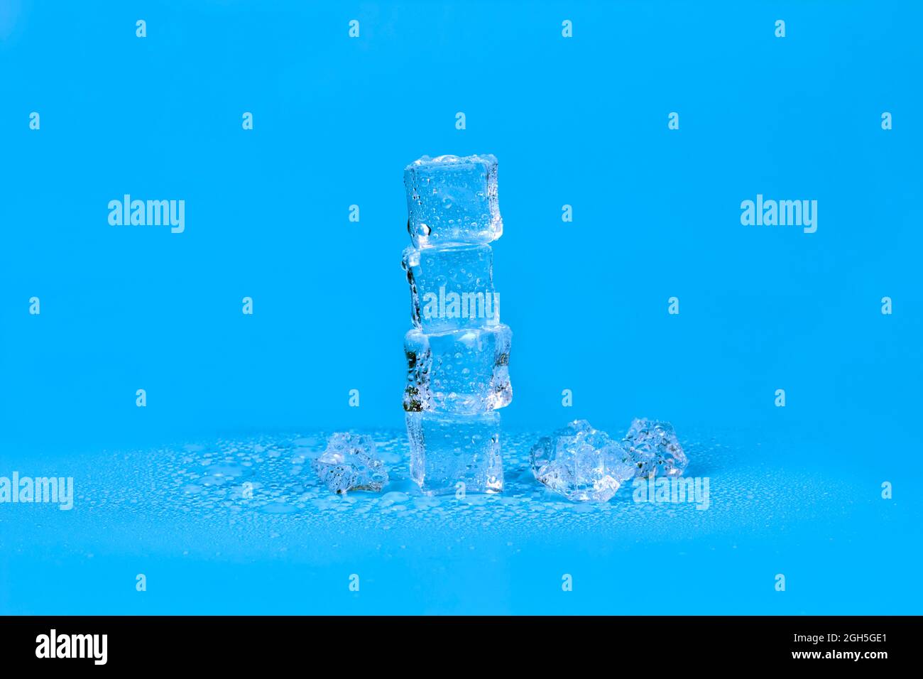 Melting ice cubes for drinks lying on ice cubes Stock Photo