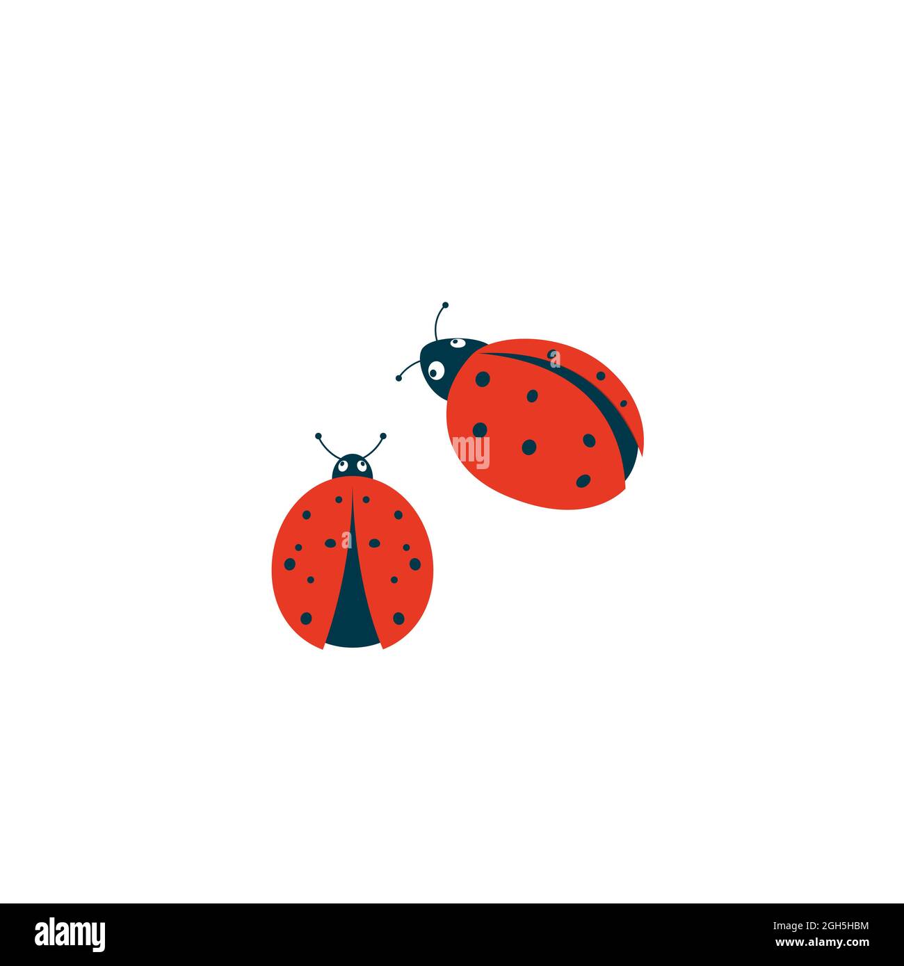 Cute ladybug or ladybird simple flat design red and black. Vector ...
