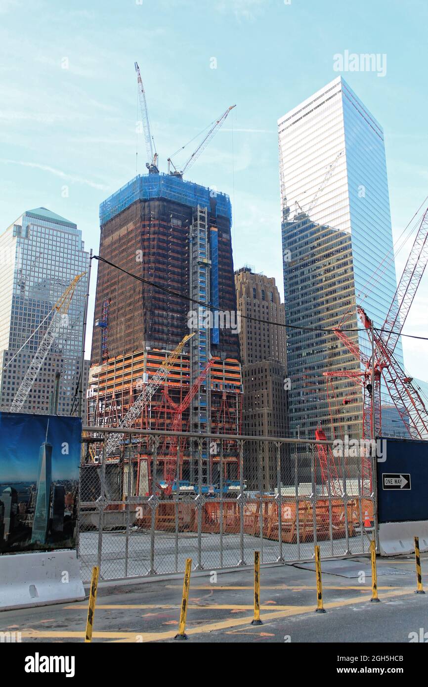 New York, USA - November 20, 2010: The construction of NYC's World Trade Center towers Stock Photo